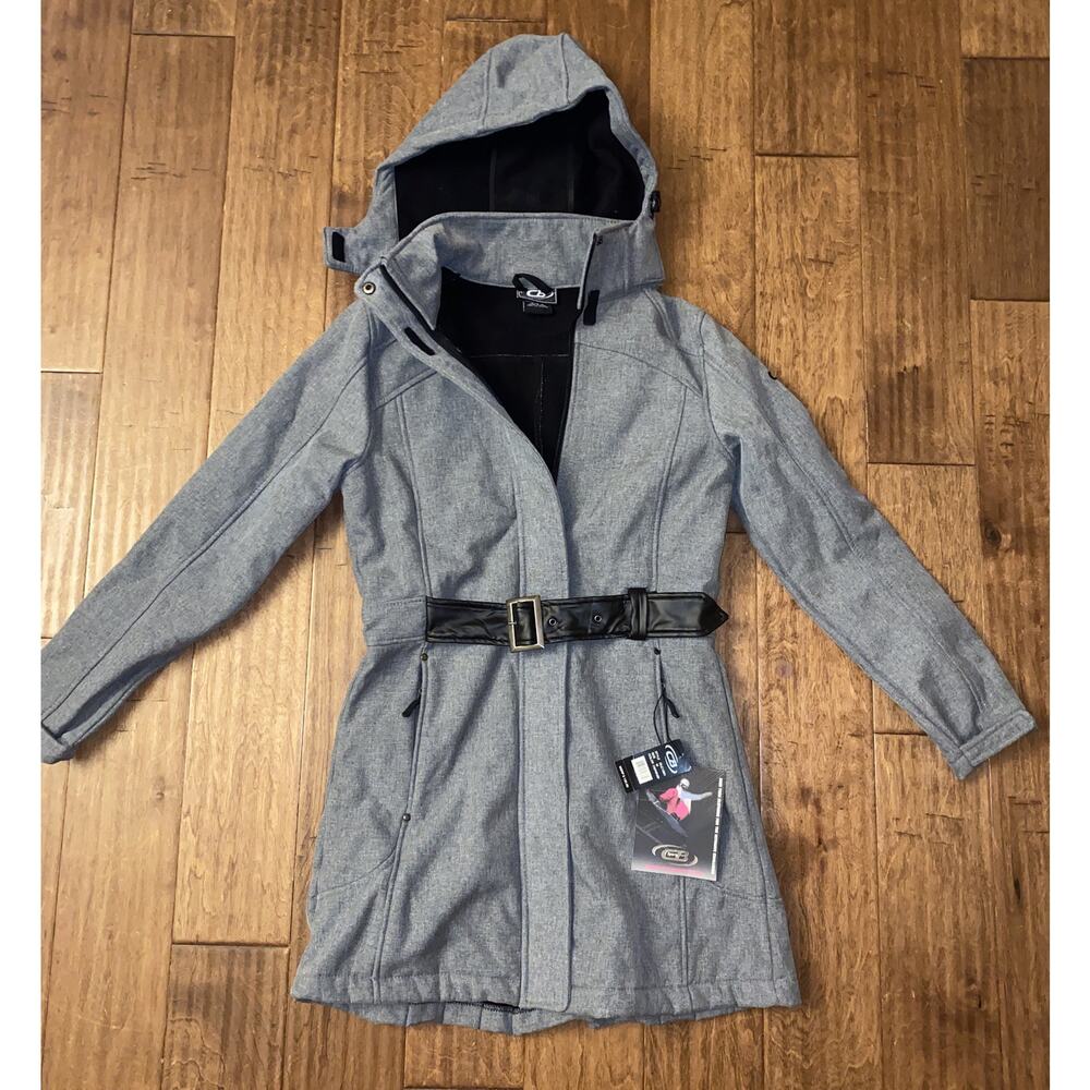 CB Sports women's trench coat gray skirted M belt
